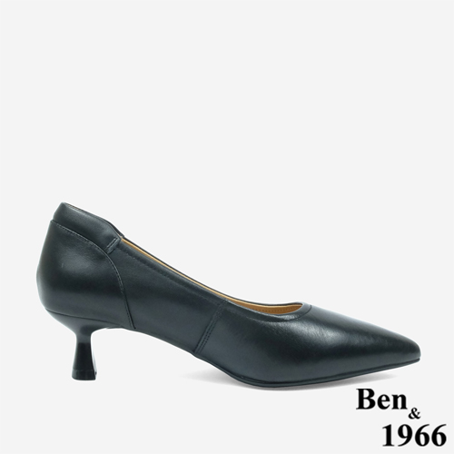Ben&1966 質感牛皮氣質尖頭跟鞋-黑(246101)