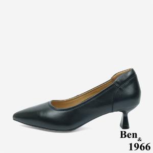 Ben&1966 質感牛皮氣質尖頭跟鞋-黑(246101)