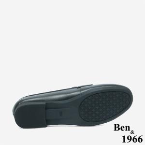 Ben&1966 高級頭層牛皮金屬雙釦舒適樂福鞋-黑(246031)