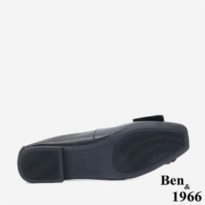 Ben&1966 高級羊皮簡約大方蝴蝶結方頭包鞋-黑(246111)