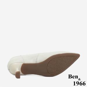 Ben&1966 質感牛皮氣質尖頭跟鞋-米白(246102)