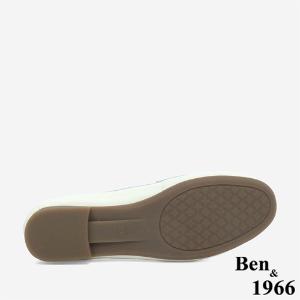 Ben&1966 高級頭層牛皮金屬雙釦舒適樂福鞋-米白(246032)