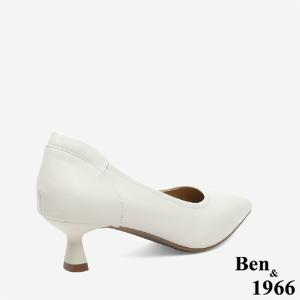 Ben&1966 質感牛皮氣質尖頭跟鞋-米白(246102)