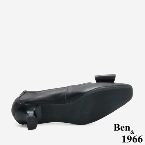 Ben&1966 柔軟羊皮優雅蝴蝶結方頭跟鞋-黑(246151)