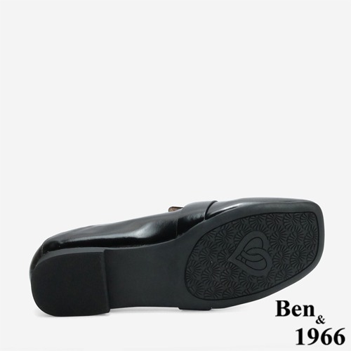 Ben&1966 高級牛油皮個性方頭樂福鞋-黑(246231)