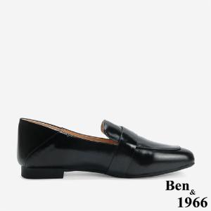 Ben&1966 高級牛油皮個性方頭樂福鞋-黑(246231)