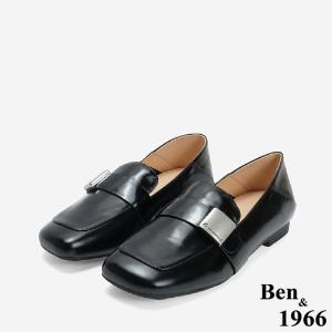 Ben&1966 高級牛油皮個性方頭樂福鞋-黑(246231)