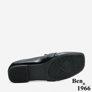 Ben&1966 高級牛油皮個性方頭樂福鞋-黑(246231)