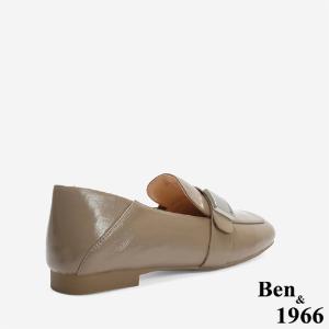 Ben&1966 高級牛油皮個性方頭樂福鞋-卡其(246232)