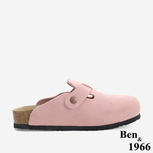 Ben&1966 高級頭層牛皮超舒適流行涼拖鞋-粉紅(246192)