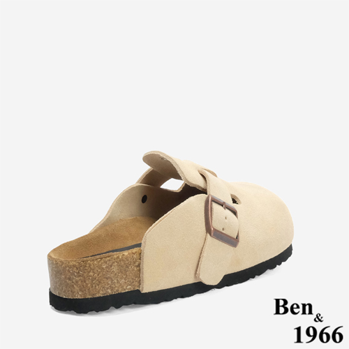 Ben&1966 高級頭層牛皮超舒適流行涼拖鞋-杏(246194)