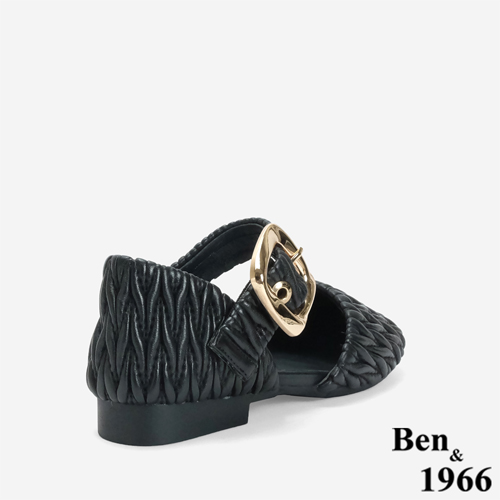 Ben&1966 高級羊皮可愛雲朵涼鞋-黑