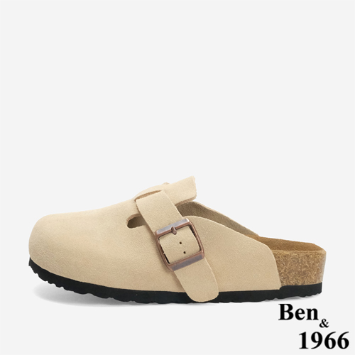 Ben&1966 高級頭層牛皮超舒適流行涼拖鞋-杏(246194)