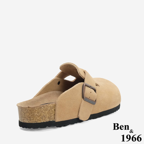 Ben&1966 高級頭層牛皮超舒適流行涼拖鞋-深杏(246195)