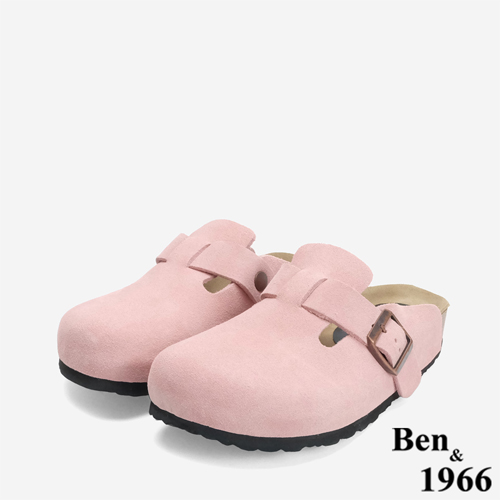 Ben&1966 高級頭層牛皮超舒適流行涼拖鞋-粉紅(246192)