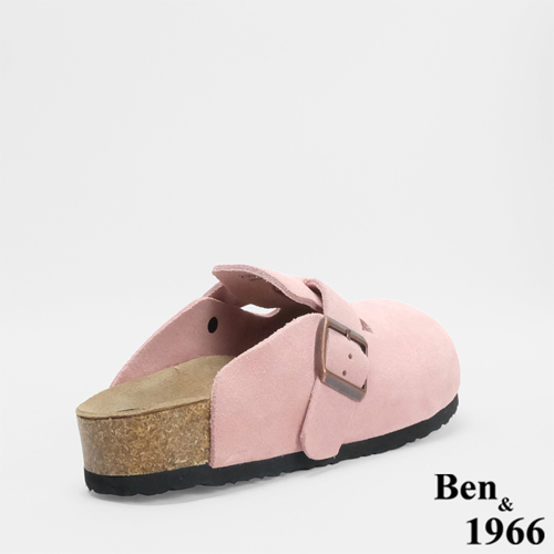 Ben&1966 高級頭層牛皮超舒適流行涼拖鞋-粉紅(246192)
