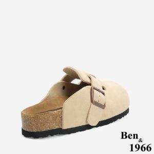 Ben&1966 高級頭層牛皮超舒適流行涼拖鞋-杏(246194)