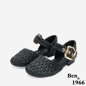 Ben&1966 高級羊皮可愛雲朵涼鞋-黑