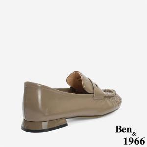 Ben&1966 高級牛油皮抓皺圓頭樂福鞋-卡其(246242)