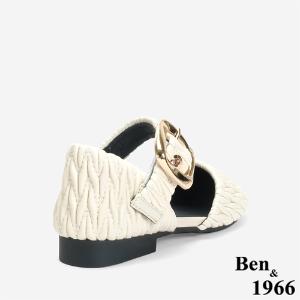 Ben&1966 高級羊皮可愛雲朵涼鞋-米白