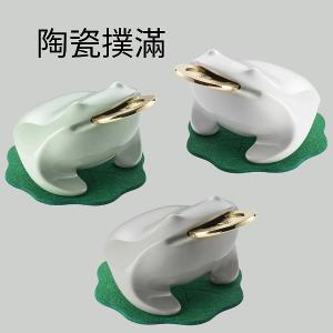 招財揪吉聚寶．陶瓷撲滿(附金幣+荷葉墊)