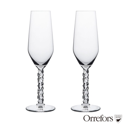 【瑞典Orrefors】優雅皇宮香檳杯2入組 22.9*7cm- CARAT