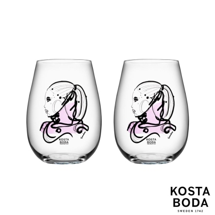 【瑞典Kosta Boda】都會女伶水杯(愛戀粉)2入-ALL ABOUT YOU
