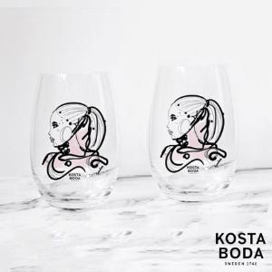 【瑞典Kosta Boda】都會女伶水杯(愛戀粉)2入-ALL ABOUT YOU