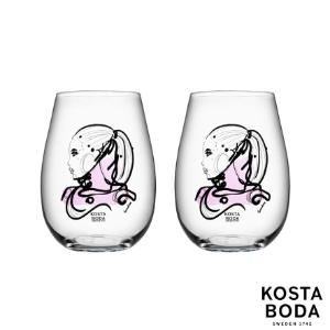 【瑞典Kosta Boda】都會女伶水杯(愛戀粉)2入-ALL ABOUT YOU