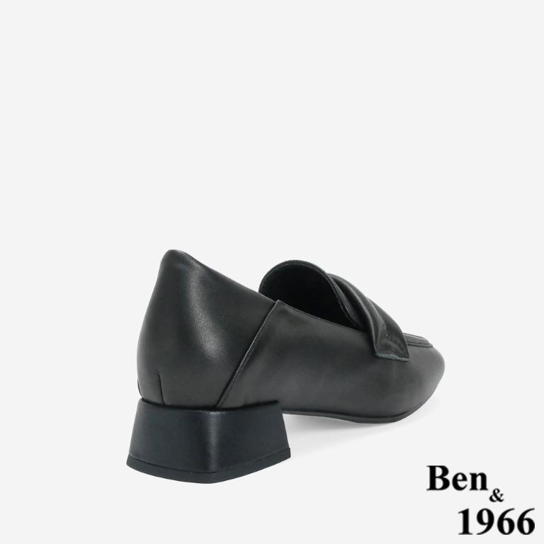 Ben&1966 高級柔軟羊皮簡約低跟樂福鞋-黑