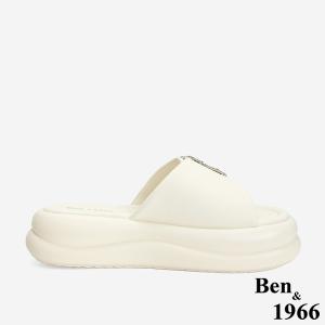 Ben&1966 高級舒適羊皮鑽釦厚底拖鞋-米白(246462)