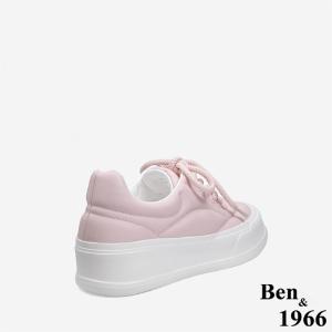 Ben&1966 高級頭層牛皮雲朵包覆感柔軟休閒鞋-淺粉