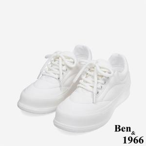 Ben&1966 高級頭層牛皮雲朵包覆感柔軟休閒鞋-白