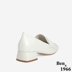 Ben&1966 高級柔軟羊皮簡約低跟樂福鞋-米白