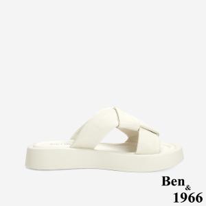 Ben&1966 柔軟綿羊皮胖胖編織感厚底拖鞋-米白(246473)