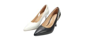 Ben&1966 高級舒適羊皮側簍空燙鑽氣質尖頭高跟鞋-米白