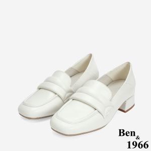 Ben&1966 高級柔軟羊皮簡約低跟樂福鞋-米白
