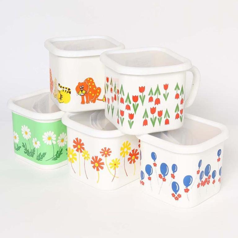 PLUNE ADERIA聯名復古琺瑯方形提把密封保鮮盒1.45L