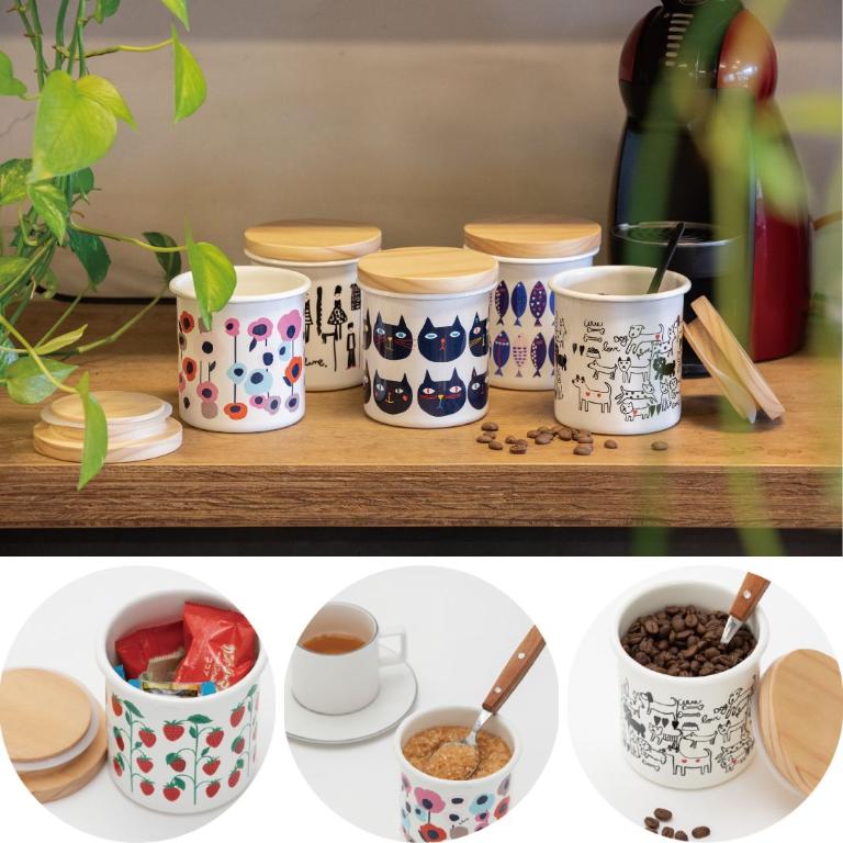 PLUNE 琺瑯圓形木蓋密封罐750ml