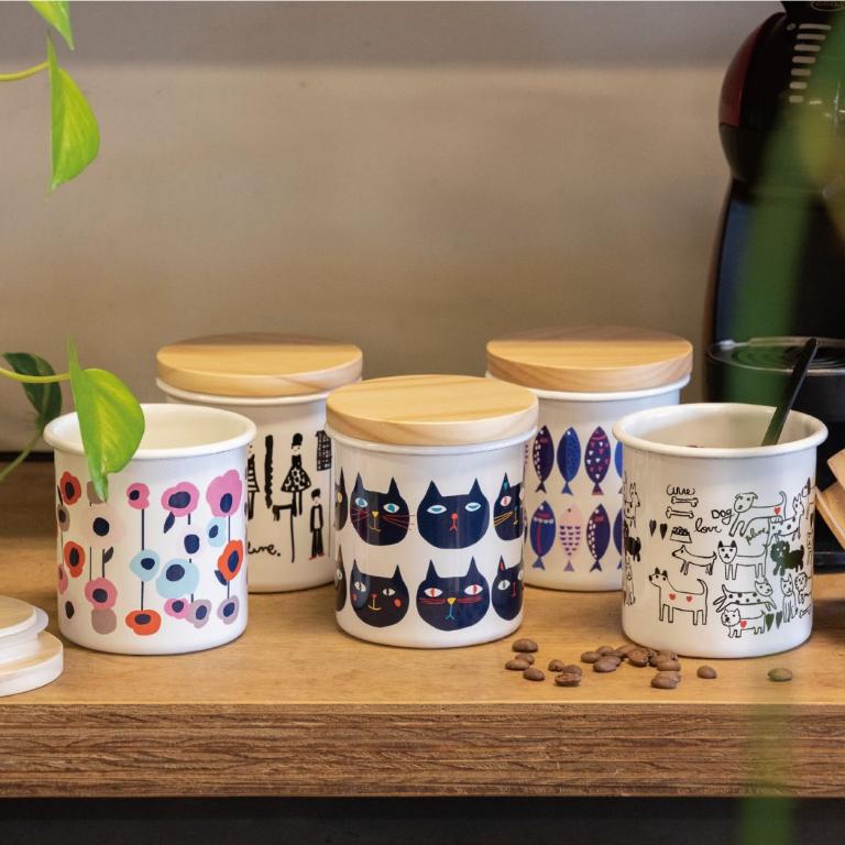 PLUNE 琺瑯圓形木蓋密封罐750ml