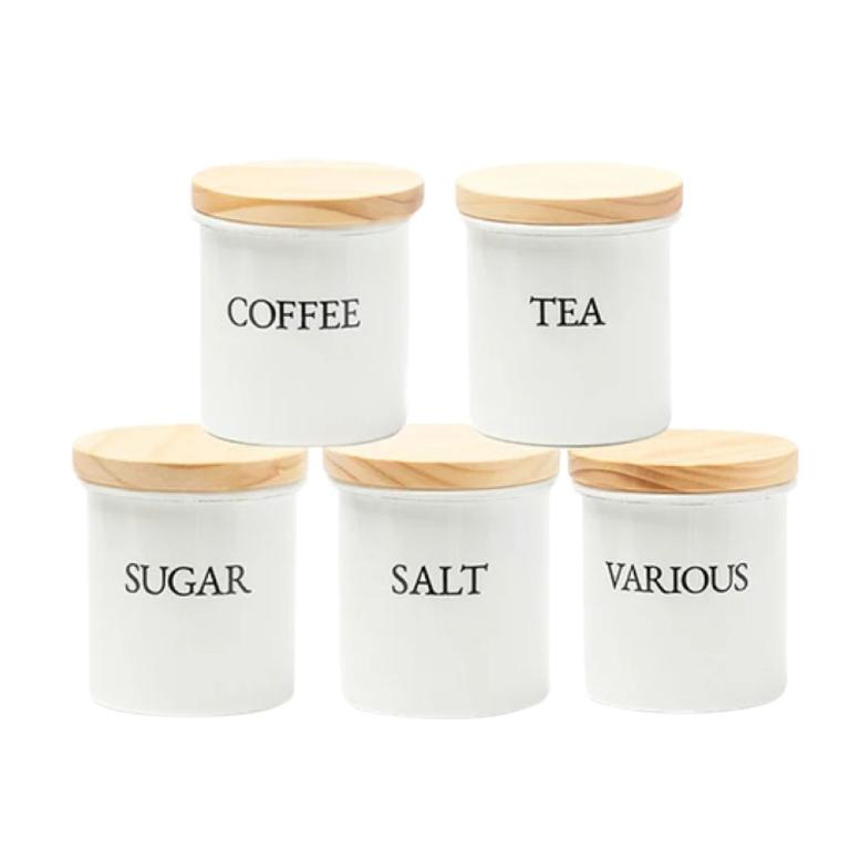 PLUNE 美式風格琺瑯密封木蓋儲存罐750ml