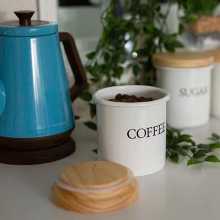 PLUNE 美式風格琺瑯密封木蓋儲存罐750ml