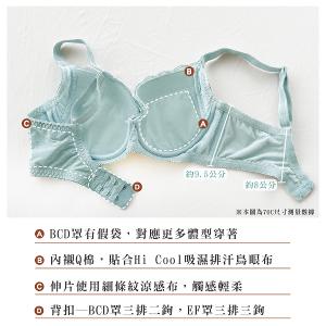 【思薇爾】輕沁舒系列B-F罩軟鋼圈涼感蕾絲集中包覆女內衣(粉霧藍)