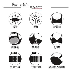 【思薇爾】輕沁舒系列B-F罩軟鋼圈涼感蕾絲集中包覆女內衣(粉霧藍)