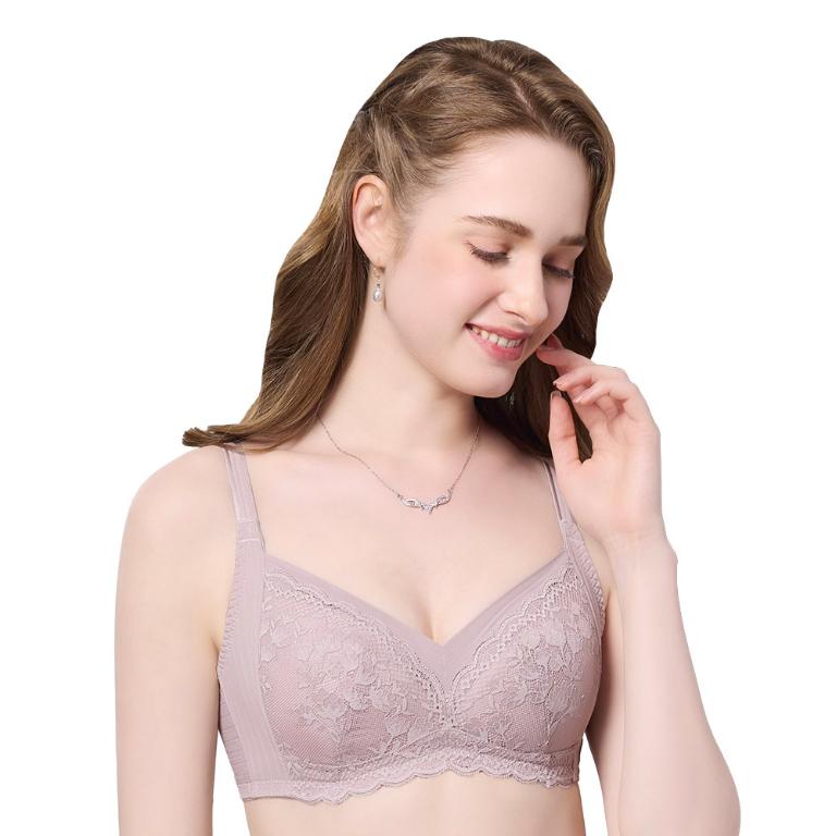 【思薇爾】輕沁舒系列B-F罩無鋼圈涼感蕾絲包覆女內衣(靜謐膚)