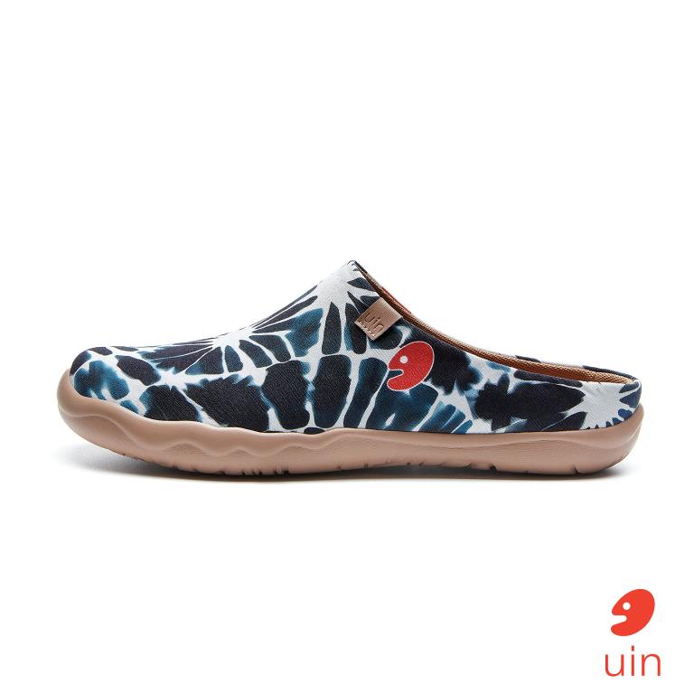uin 西班牙原創設計 男鞋 半包鞋 半拖鞋 帆布鞋 懶人鞋 藍色夢境1彩繪休閒鞋M1220936
