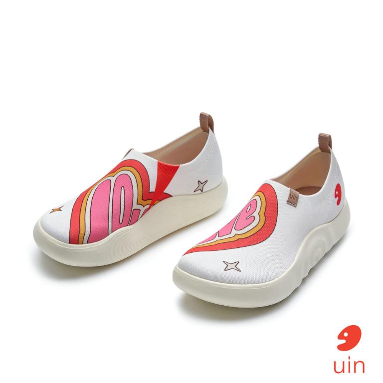 uin 西班牙原創設計 女鞋 帆布鞋 懶人鞋 愛心碰撞彩繪休閒鞋W1711500