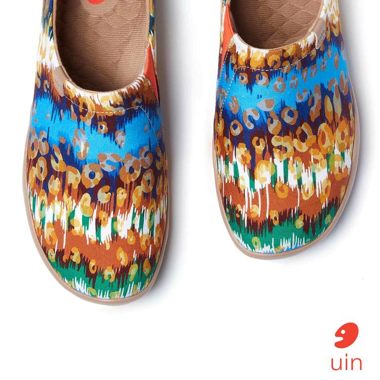 uin 西班牙原創設計 女鞋 帆布鞋 懶人鞋 靈動豹紋彩繪休閒鞋W1011488
