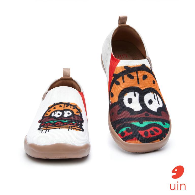 uin 西班牙原創設計 女鞋 帆布鞋 懶人鞋 快樂漢堡彩繪休閒鞋W1011465