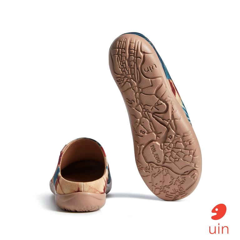 uin 西班牙原創設計 女鞋 半包鞋 半拖鞋 帆布鞋 懶人鞋 復古花暈彩繪休閒鞋W1221592